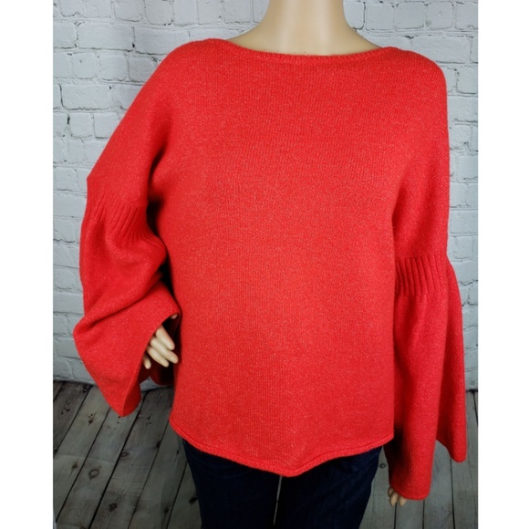 Lou & Grey Sweaters - Lou & Grey Red Knit Sweater Bell Sleeve